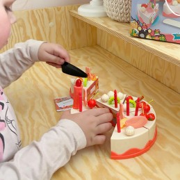 WOOPIE Tort Urodzinowy do Krojenia na Rzepy Świecąca Świeczka Owoce 40el
