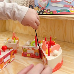 WOOPIE Tort Urodzinowy do Krojenia na Rzepy Świecąca Świeczka Owoce 40el