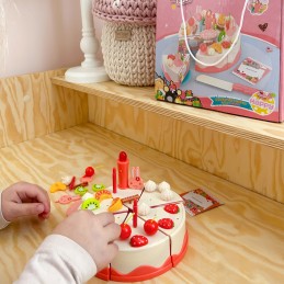 WOOPIE Tort Urodzinowy do Krojenia na Rzepy Świecąca Świeczka Owoce 40el