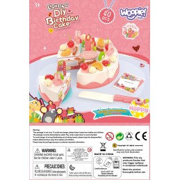 WOOPIE Tort Urodzinowy do Krojenia na Rzepy Świecąca Świeczka Owoce 40el