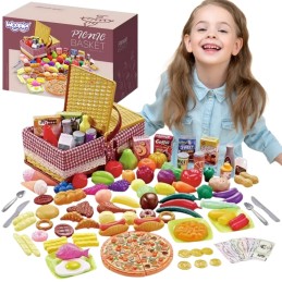 WOOPIE Kosz Piknikowy Owoce Warzywa Fast Food Zestaw XXL 103el.