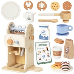 TOOKY TOY Drewniany Zestaw Do Kawy - Ekspres Baristy