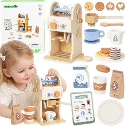 TOOKY TOY Drewniany Zestaw Do Kawy - Ekspres Baristy