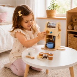 TOOKY TOY Drewniany Zestaw Do Kawy - Ekspres Baristy
