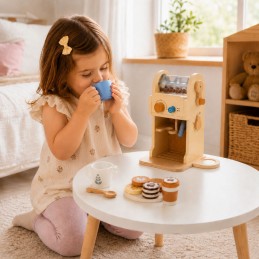 TOOKY TOY Drewniany Zestaw Do Kawy - Ekspres Baristy