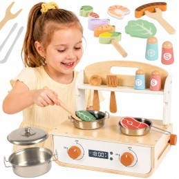 TOOKY TOY Drewniana Kuchnia z Grillem i Akcesoriam