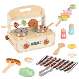 TOOKY TOY Drewniana Kuchnia z Grillem i Akcesoriam