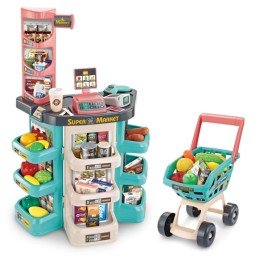 WOOPIE Sklep Supermarket i Wózek Koszyk Sklepowy Kasa Waga Skaner 47 akc