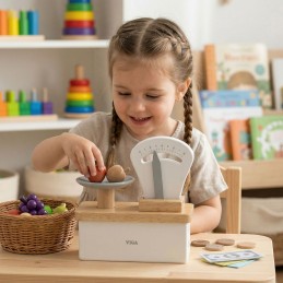 VIGA Drewniana Waga Sklepowa dla Dzieci Zabawka Sklep Edukacyjna Montessori