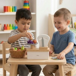 VIGA Drewniana Waga Sklepowa dla Dzieci Zabawka Sklep Edukacyjna Montessori