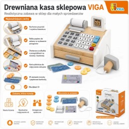 VIGA Drewniana Kasa sklepowa szaro biała