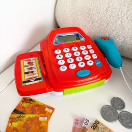 Woopie Kasa fiskalna sklepowa koszyk supermarket skaner stragan akcesoria