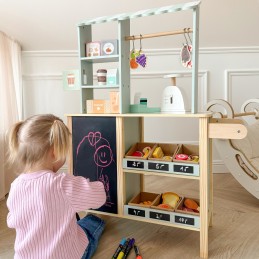 WOOPIE GREEN Duży Wielofunkcyjny Sklepik 5w1 Stragan Supermarket Restauracja Kawiarnia Kuchnia 73 el