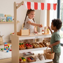VIGA Drewniany Stragan Sklepik dla Dzieci Montessori Warzywniak Edukacyjny