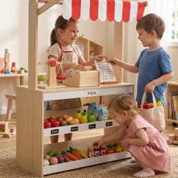 VIGA Drewniany Stragan Sklepik dla Dzieci Montessori Warzywniak Edukacyjny