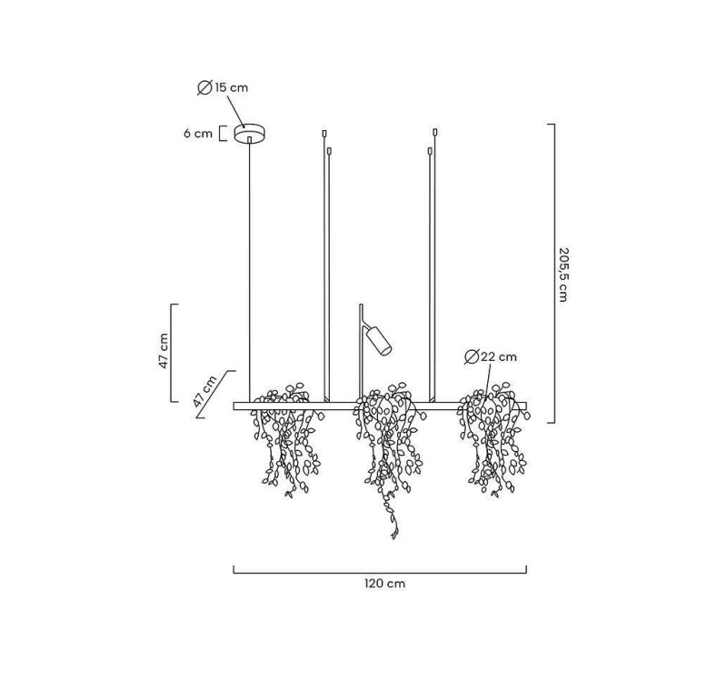 MOOSEE lampa wisząca PLANT LINE czarna
