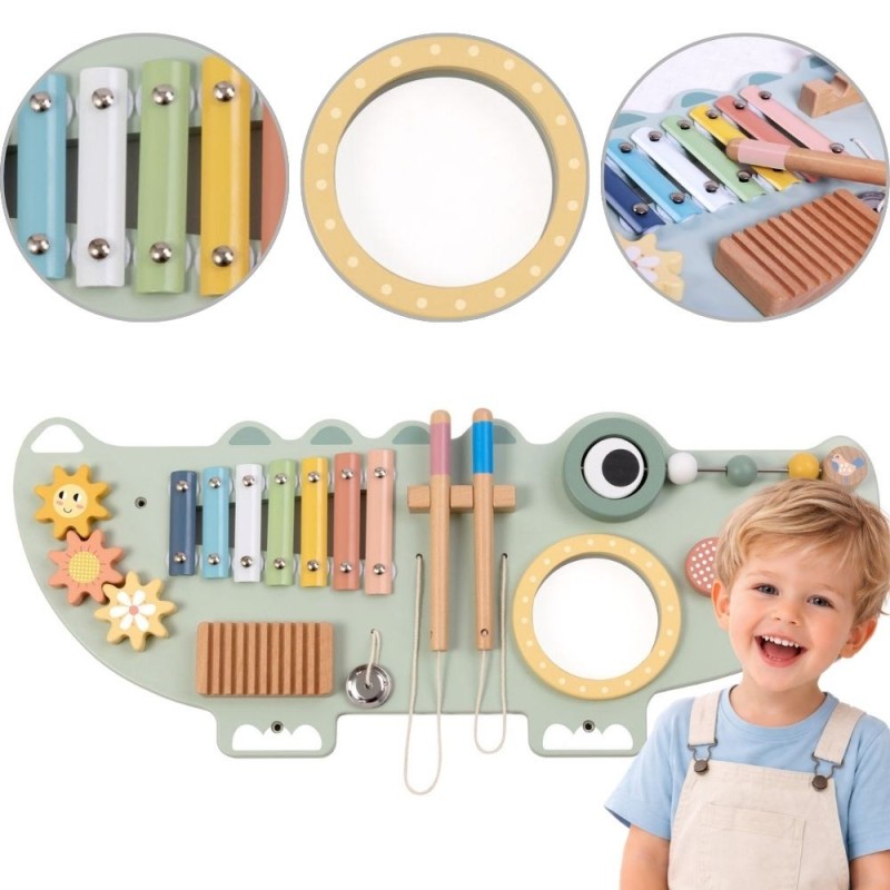 TOOKY TOY Drewniana Tablica Manipulacyjna Krokodyl 3 el.