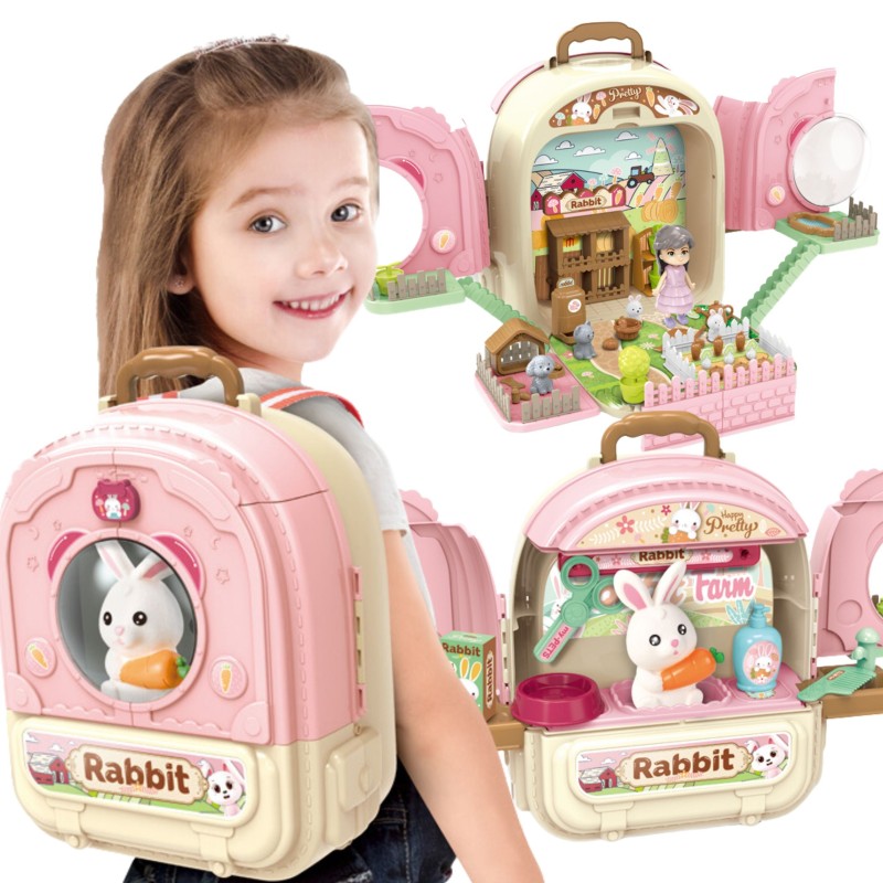 WOOPIE Królik w Plecaku 3w1 Farma Domek Ogródek