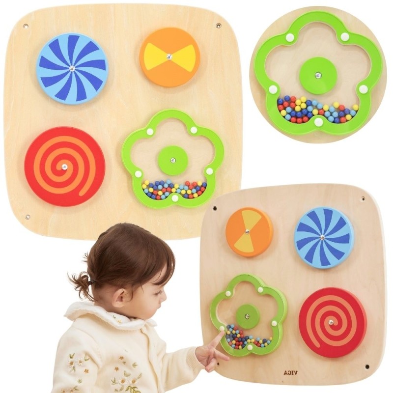 VIGA Drewniana Tablica Manipulacyjna Ścienna Panel Sensoryczny Montessori