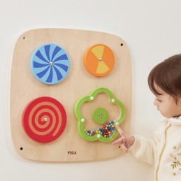 VIGA Drewniana Tablica Manipulacyjna Ścienna Panel Sensoryczny Montessori