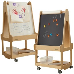 MASTERKIDZ Tablica Dwustronna Suchościeralna Sztaluga 3w1 Na Kółkach