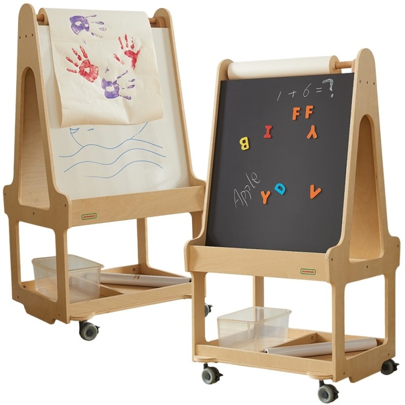 MASTERKIDZ Tablica Dwustronna Suchościeralna Sztaluga 3w1 Na Kółkach