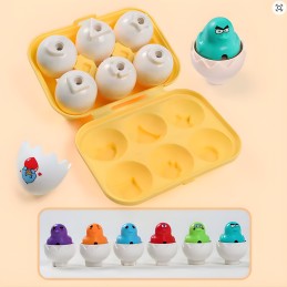 WOOPIE Układanka Sorter Montessori Dopasuj Kształty Zabawne Kurczaczki Jajka 6szt