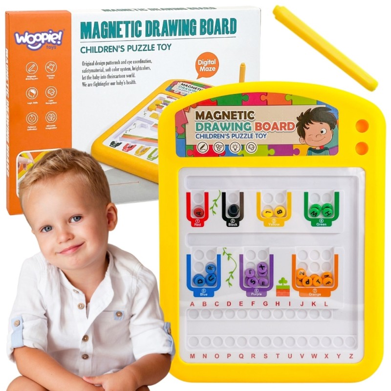 TABLICA MAGNETYCZNA EDUKACYJNA UKŁADANKA SORTER NAUKA ALFABETU 3+  WOOPIE