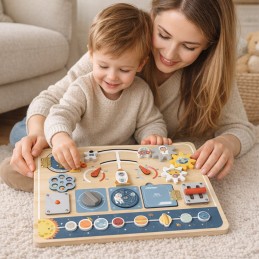 TOOKY TOY Drewniana Tablica Edukacyjna Montessori Astronauta Statek Kosmiczny