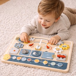 TOOKY TOY Drewniana Tablica Edukacyjna Montessori Astronauta Statek Kosmiczny