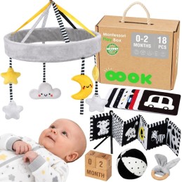 WOOPIE GREEN Box Pudełko XXL Montessori Edukacyjne 7w1 Sensoryczne 0-2 Miesiące 18el. FSC