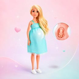 WOOPIE ROYAL Lalka Lily z Brzuszkiem w Ciąży Niemowlak Błękitna Sukienka