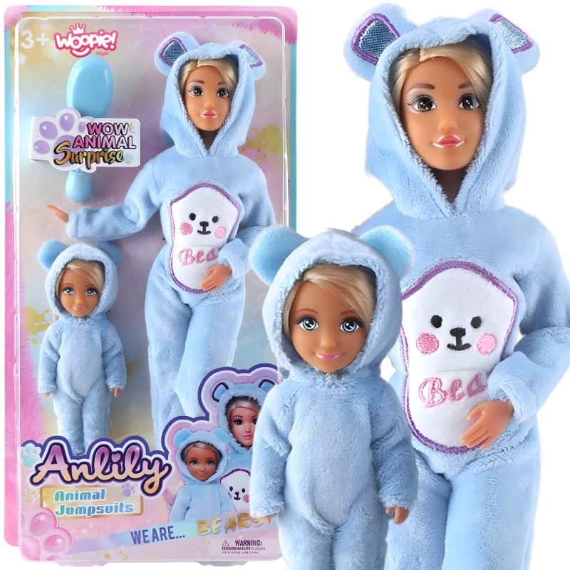 WOOPIE ROYAL Lalki Kombinezony Niebieskie Misie Zestaw 2szt.