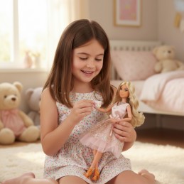 WOOPIE ROYAL Lalka Lily 30 cm Długie Blond Włosy Różowa Suknia Biżuteria