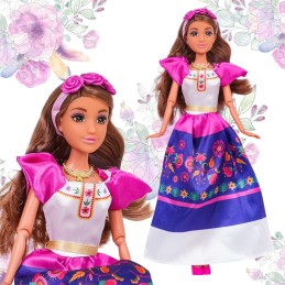 WOOPIE ROYAL Lalki Kobiety Świata Lily Meksykanka Tradycyjny Strój Kwietny Wzór