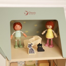 CLASSIC WORLD Wielki Drewniany Domek Przytulny Zakątek dla Lalek z Mebelkami 31el.