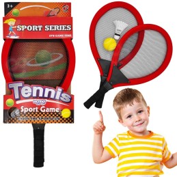 WOOPIE Duże Rakietki do Tenisa Badminton dla Dzieci Zestaw + Piłka Lotka