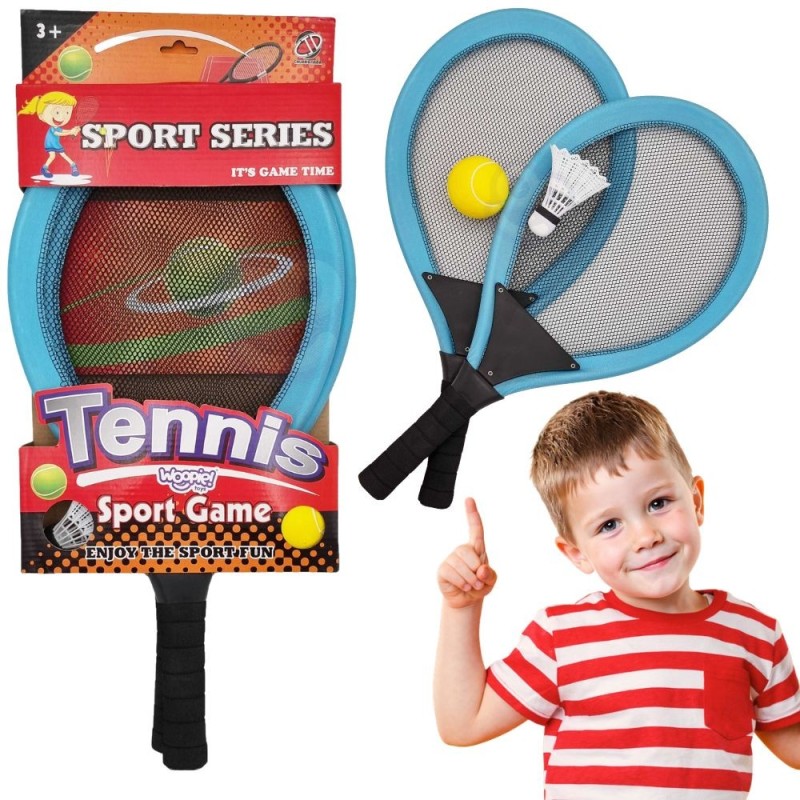 WOOPIE Duże Rakietki do Tenisa Badminton dla Dzieci Zestaw + Piłka Lotka