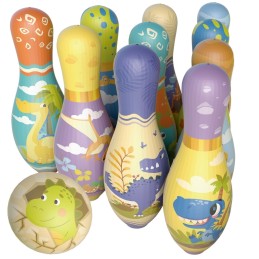 WOOPIE Gra Zręcznościowa Kręgle Miękkie Soft Dinozaury Zestaw 12el.
