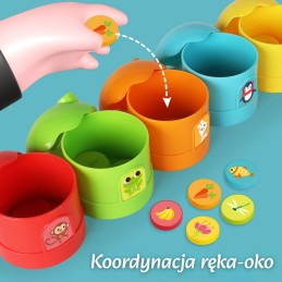 WOOPIE Tęczowe Pojemniki Nauka Liczenia Sorter Kolorów Zabawka Edukacyjna