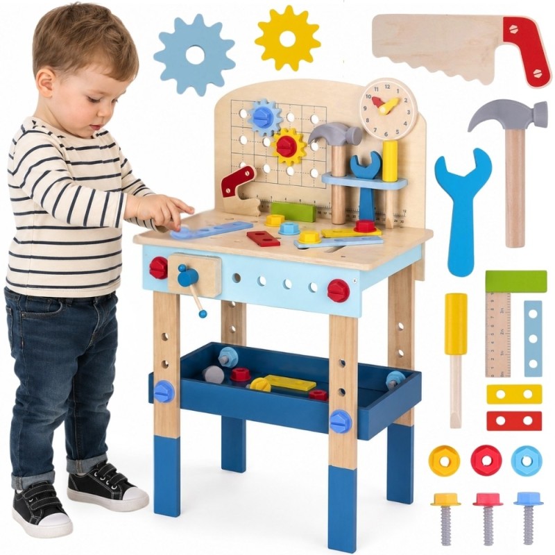 TOOKY TOY Drewniany Stół Do Majsterkowania Warsztat
