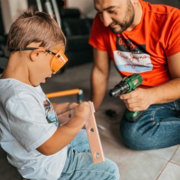 WOOPIE Duża Skryznka z Narzędziami dla Dzieci Zestaw Majsterkowicza Wkrętarko-Wiertarka 15 el.