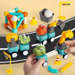 WOOPIE Klocki Magnetyczne Dinozaury Konstrukcyjne 84 el.