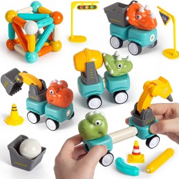 WOOPIE Klocki Magnetyczne Dinozaury Konstrukcyjne 84 el.