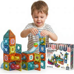 WOOPIE Klocki Magnetyczne Konstrukcyjne 3D Zestaw Edukacyjny Tor Kulkowy 42 el.