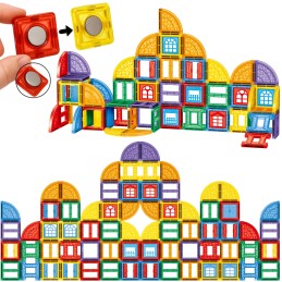 WOOPIE Klocki Magnetyczne Konstrukcyjne 3D Zestaw Edukacyjny Zamek 100el.
