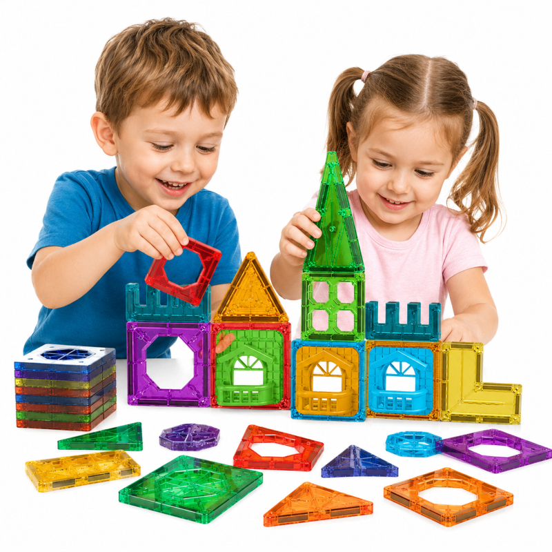 WOOPIE Klocki Magnetyczne Konstrukcyjne 3D Zestaw Edukacyjny Zamek 30el.