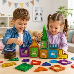 WOOPIE Klocki Magnetyczne Konstrukcyjne 3D Zestaw Edukacyjny Zamek 30el.