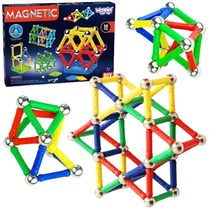 WOOPIE Klocki Magnetyczne Konstrukcyjne 3D 58 el.