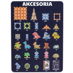 WOOPIE Klocki Magnetyczne Konstrukcyjne Świecące 3D Park Dinozaurów 124el.